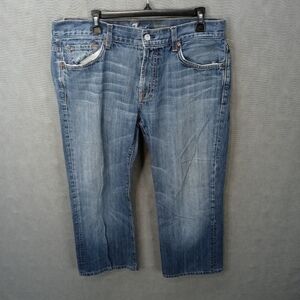7 for all mankind men's bootcut blue jeans sz 36x29. Rise 10". 293 8pm